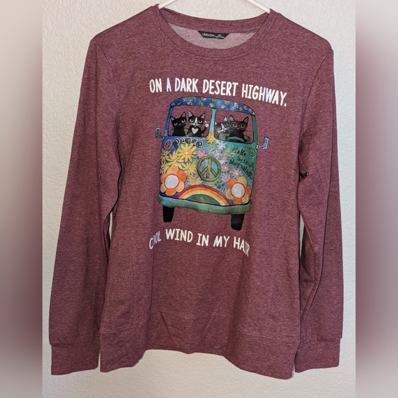 LILICLOTH  Cat long Sleeve Shirt "On a Dark Desert Highway" Size Large - Picture 2 of 7